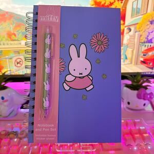 Miffy Spiral Notebook Journal Set w/ Pen Stickers Tabs Blue Flowers Kawaii 2025